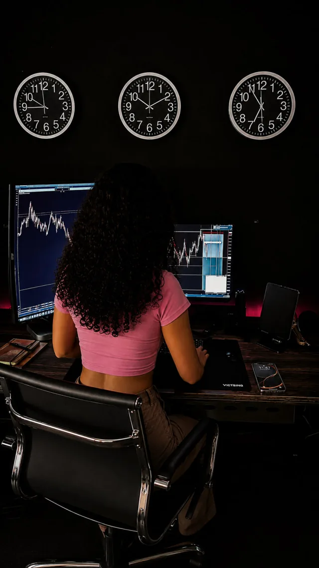 Maria Ortiz analizando gráficos de trading